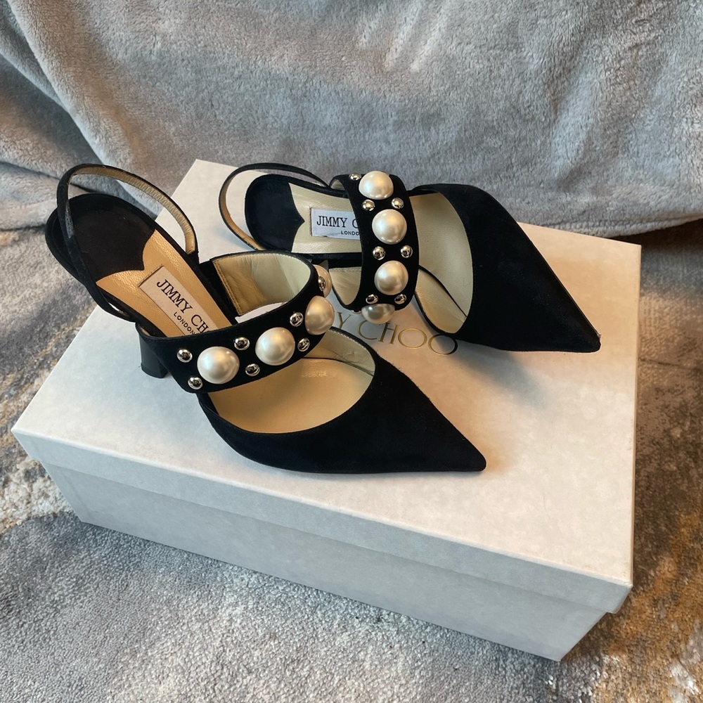 Jimmy Choo Breslin 100mm Embellished Slingback Pumps Suede